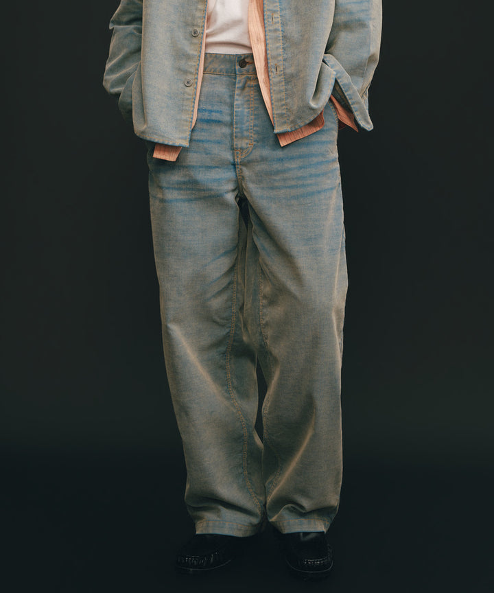 Washed Corduroy Straight-Leg Pants