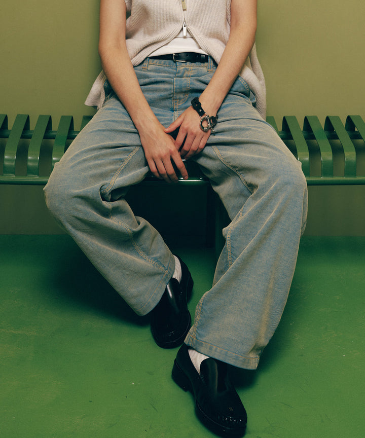 Washed Corduroy Straight-Leg Pants