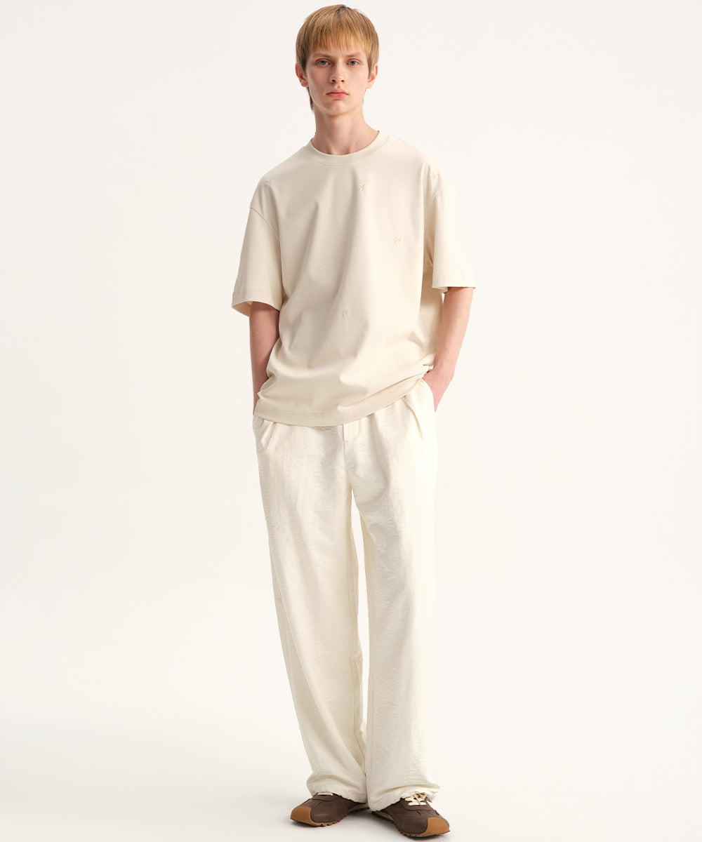 Elastic-Waist Tapered Pants