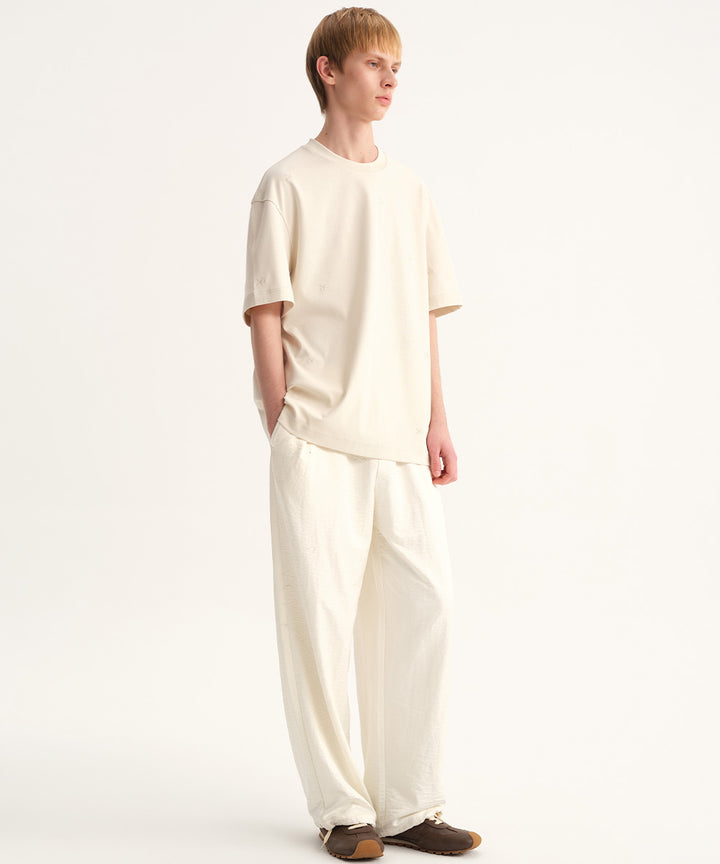 Elastic-Waist Tapered Pants