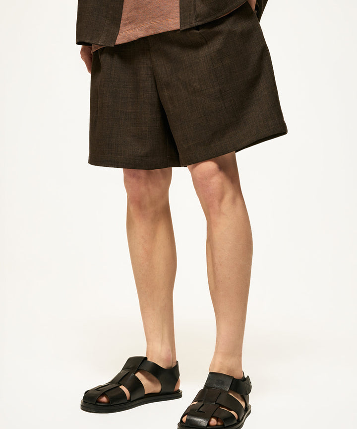 Beltless Woven Wide-Leg Shorts
